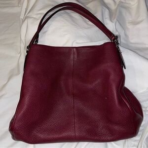 Coach Phoebe Pebbled Leather Shoulder Bag In Burgundy